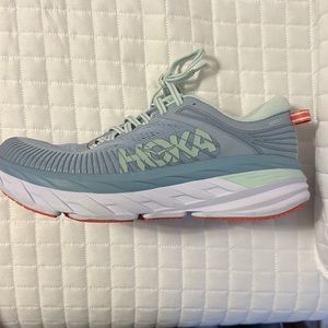 HOKA Bondi 7 Blue Fog/Blue Glass- worn 1x- Size 9.5